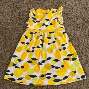 Tea Collection Yellow and Black Leaf Pattern Dress